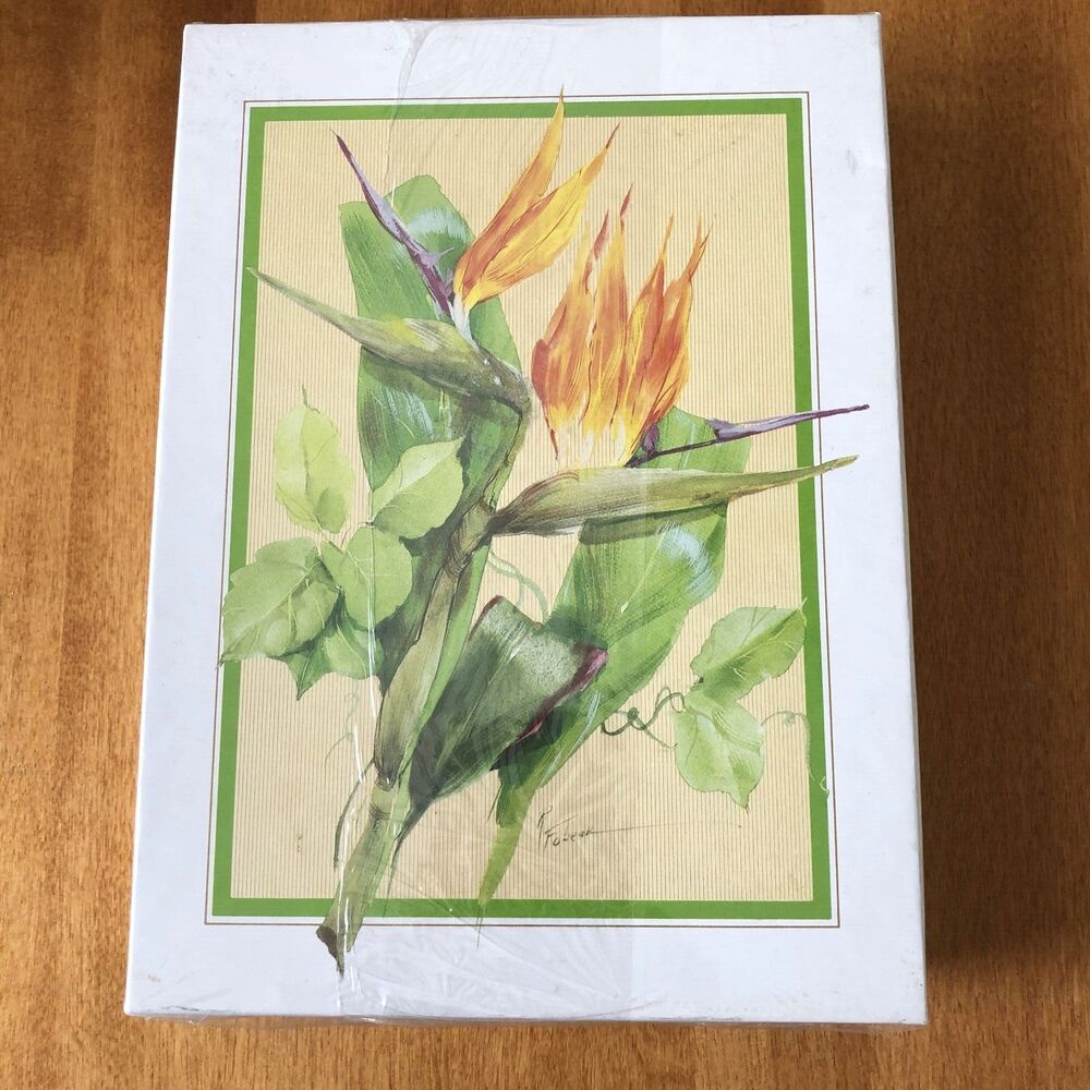 VINTAGE NEW Montag "Exotic Florals" Bird of Paradise Stationery Set 18-Count